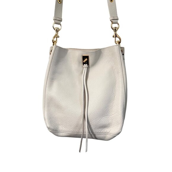 Rebecca Minkoff Ivory Darren Pebbled Leather Bucket Shoulder Bag - Picture 2 of 14